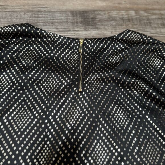 Ellen Weaver Top Womens 1X Plus Black Floral 3/4 Sleeve Zip Back Stretch Blosue - Picture 5 of 9